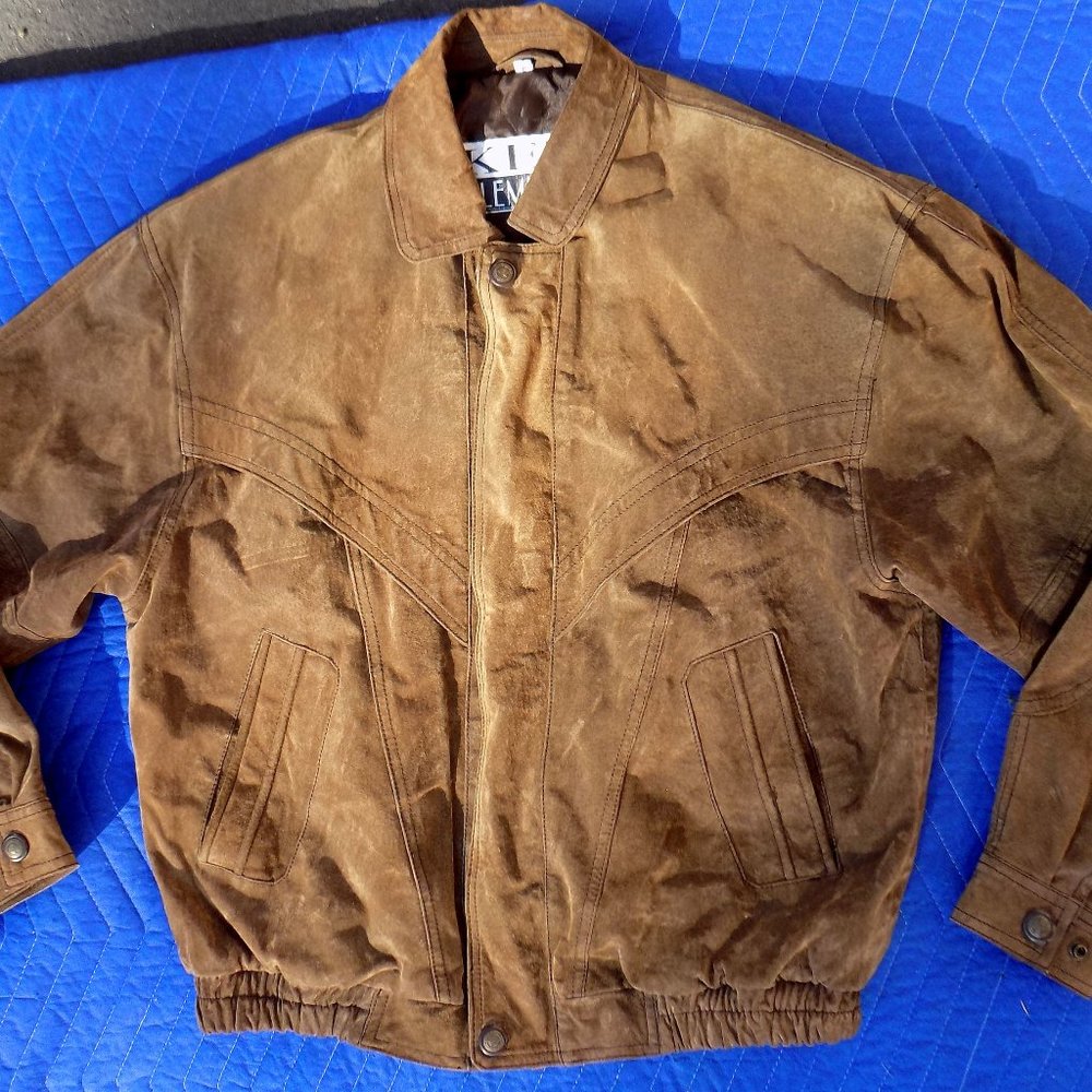 Vintage Key Elements Bomber Suede Jacket - Size M